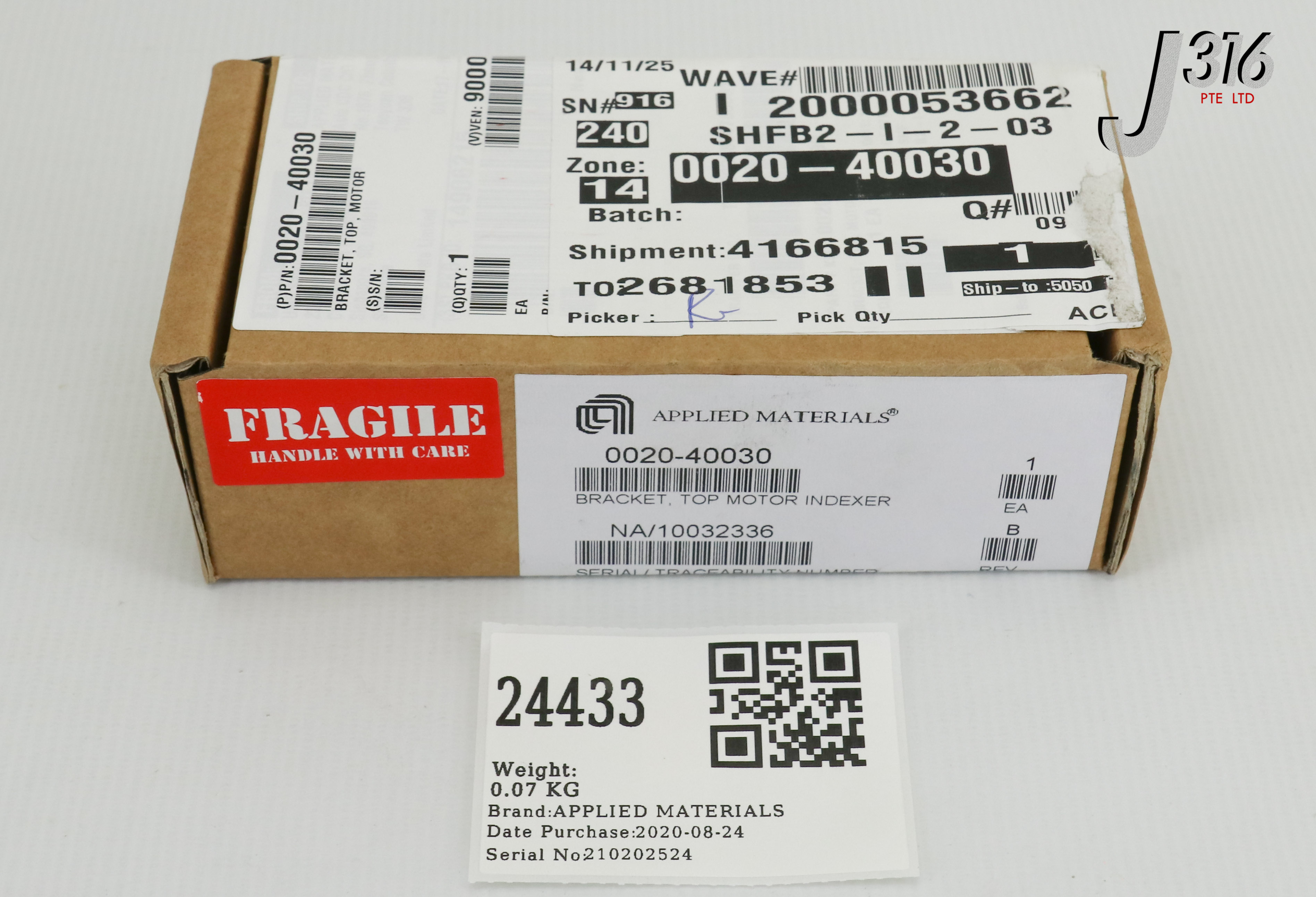 【me】 24433 APPLIED MATERIALS BRACKET, TOP, MOTOR (NEW) 0020-40030 | eBay